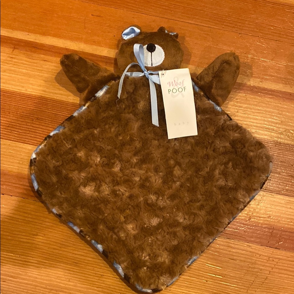 Woof & Poof Brown Bear Plush Lovey Comfort Blanket